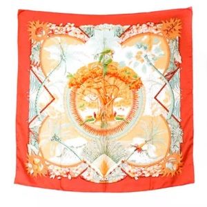 Hermès aloha silk scarf authentic orange 90 cm
